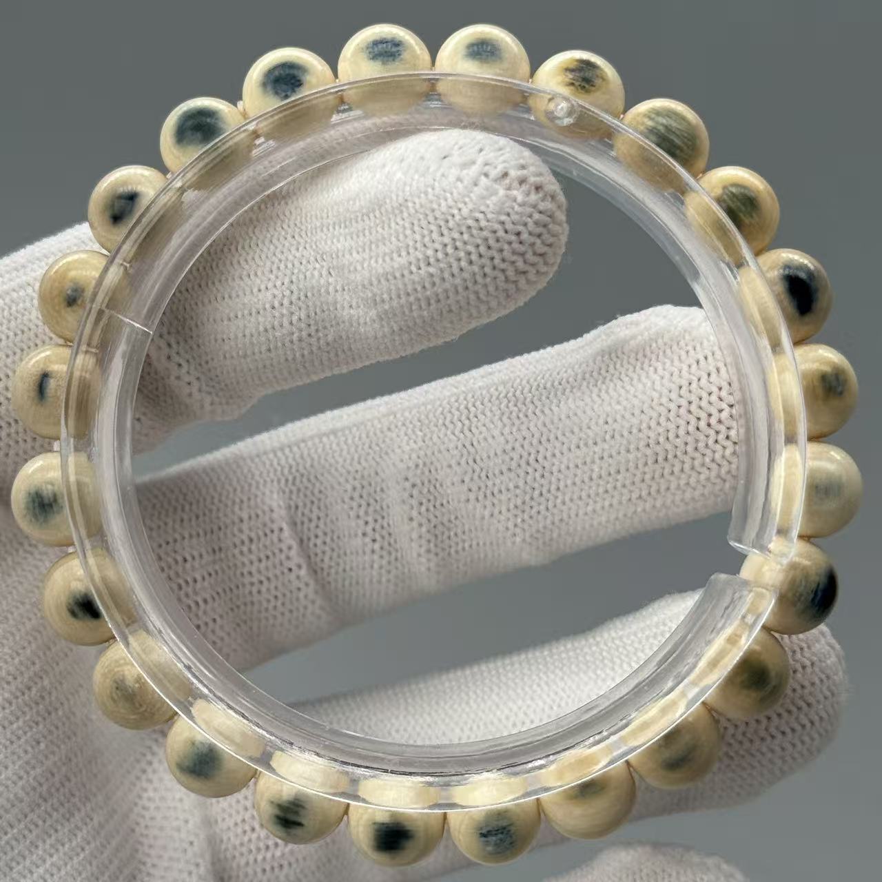 DEZHI/德志8mm 12g蓝眼圆珠手串24颗天然猛犸牙Y128