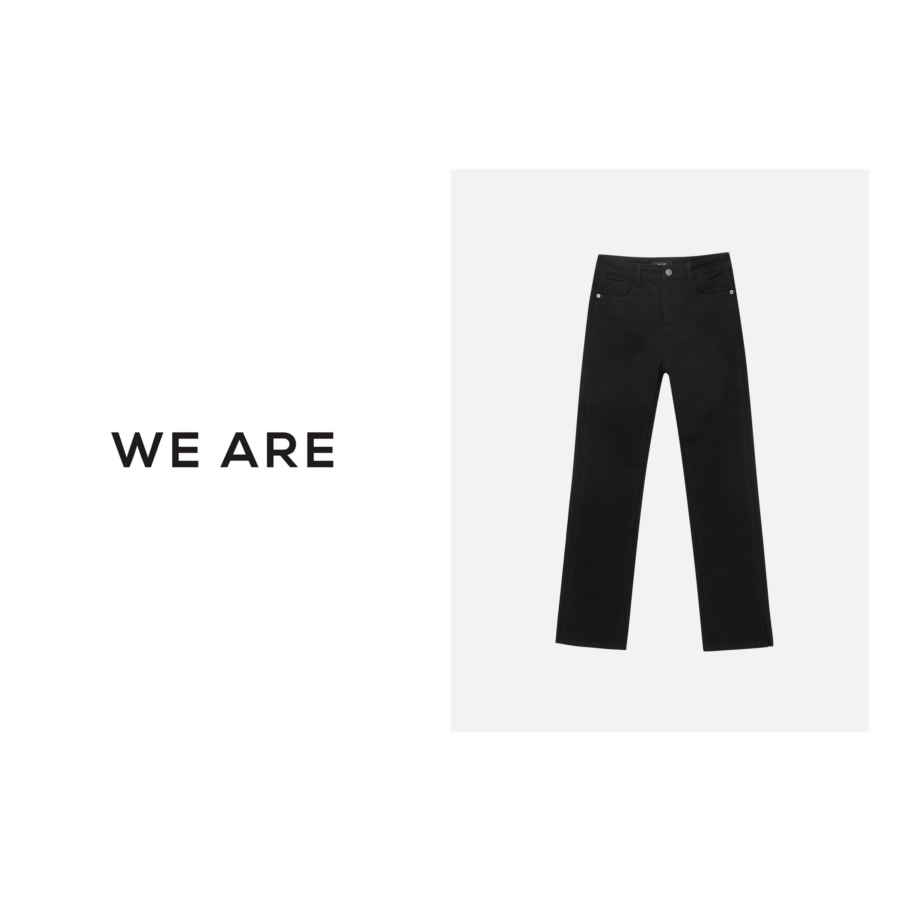 《WE ARE》开叉小黑 加绒显瘦 设计师 直筒牛仔裤 LT231201