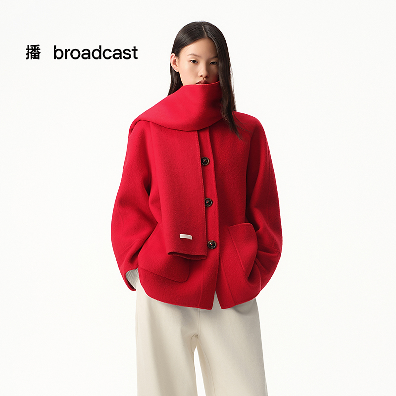 broadcast/播【商场同款】25牦牛绒混纺毛呢外套短款BDS4AD3889