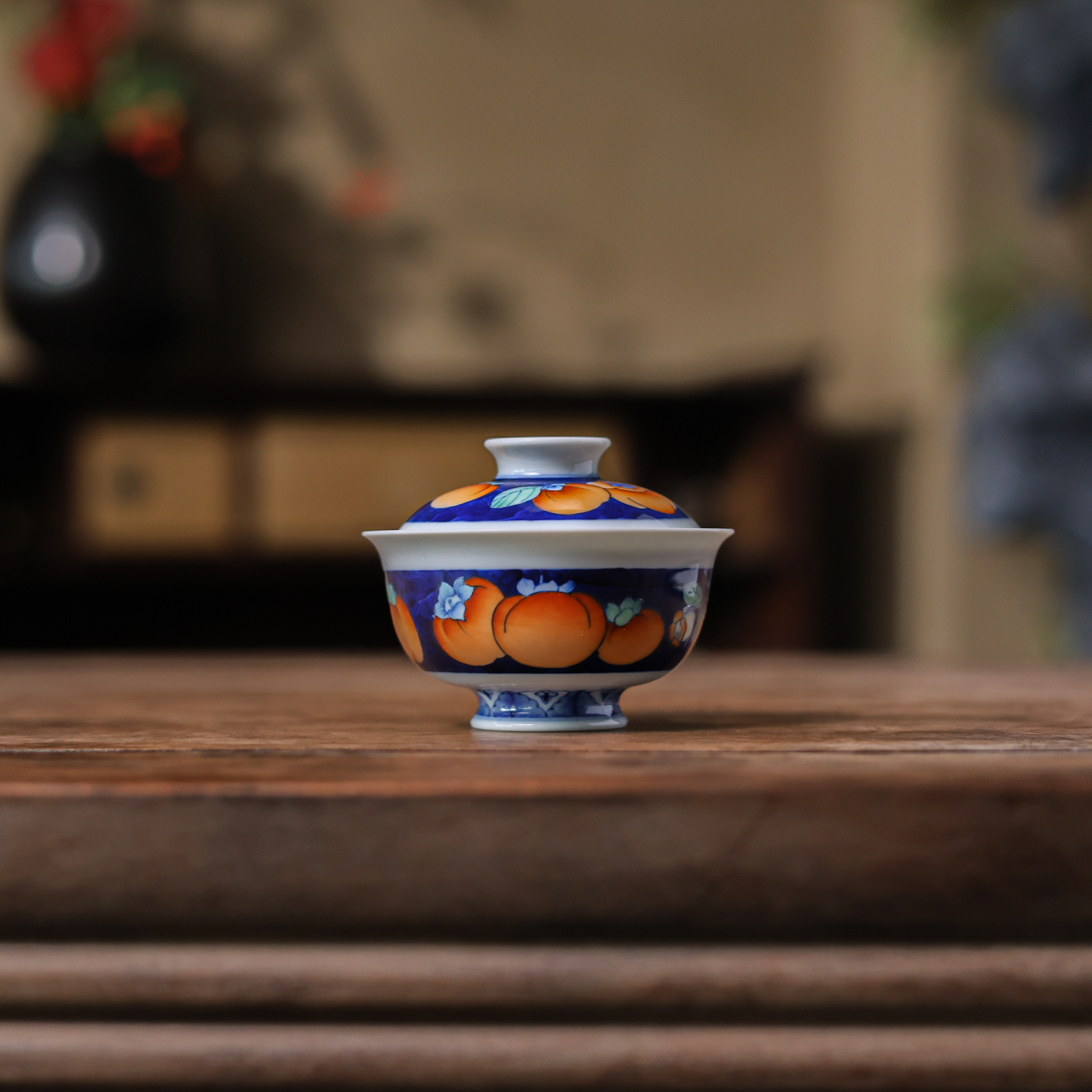 阿茶 柿柿如意-卓君-盖碗（卓君S0234）