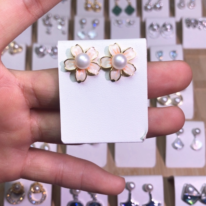 淡水珍珠耳饰银S925镶嵌