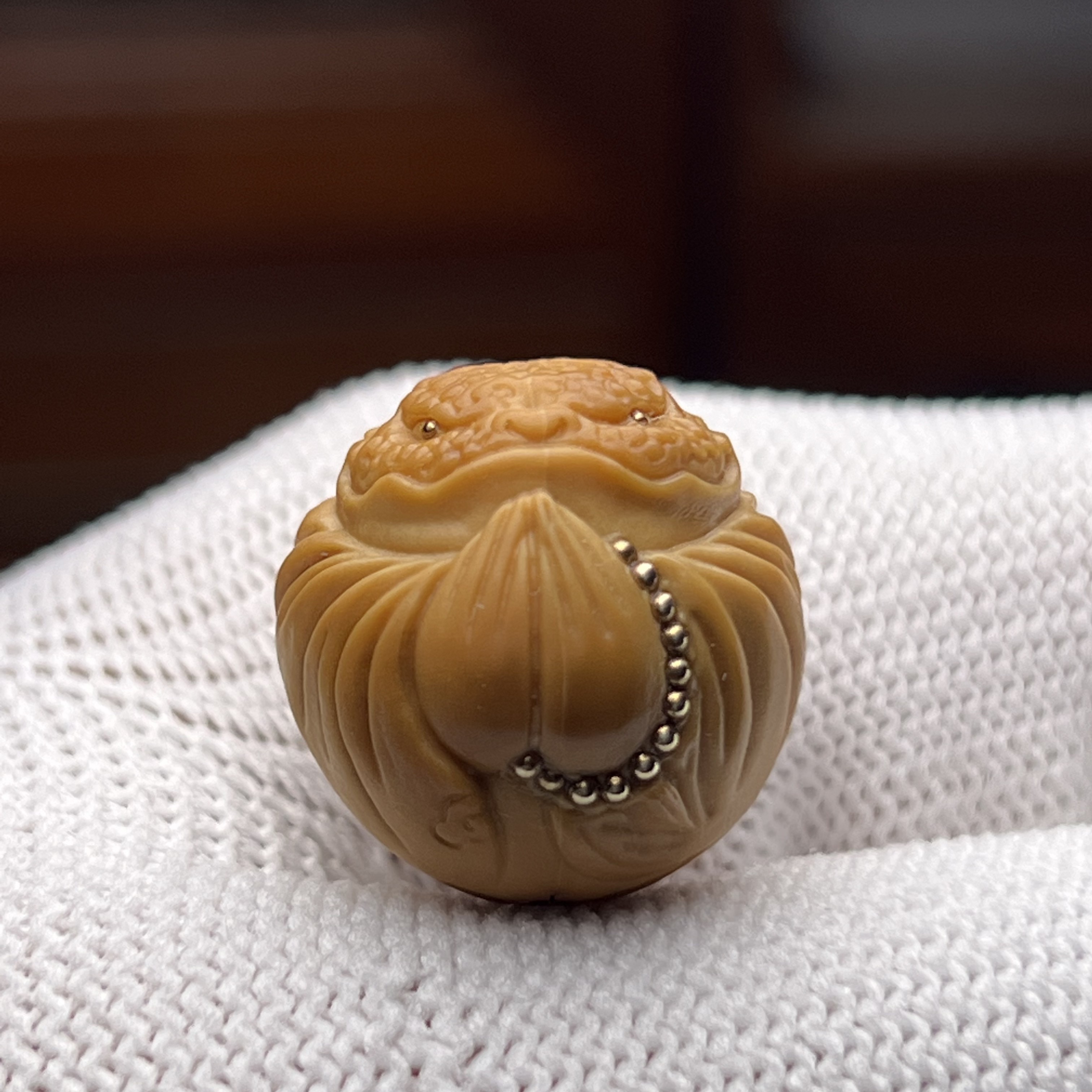 『镶嵌悟道金蝉』18左右尺寸猴头核桃配饰挂件礼物全品有正常封口线