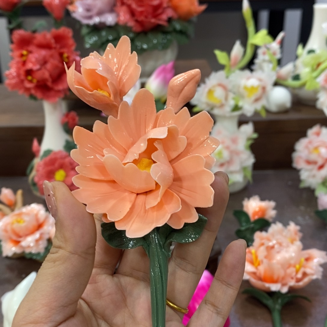 瓷片陶瓷手工花摆件