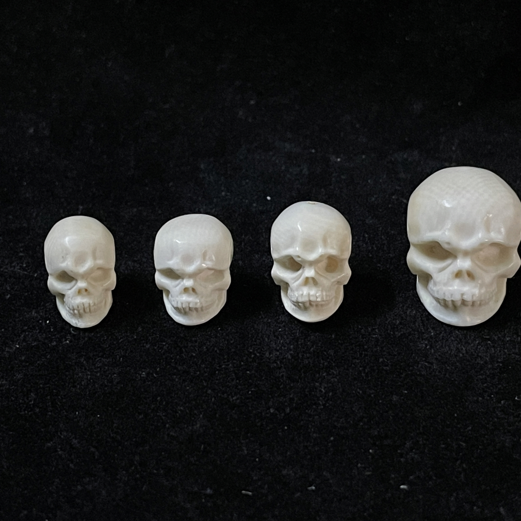 天然保真猛犸牙 骷髅头 顶珠 腰珠 三通（默认1.5mm天地孔）