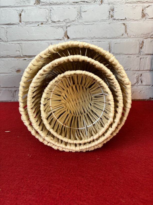 手工编织收纳筐一套三个