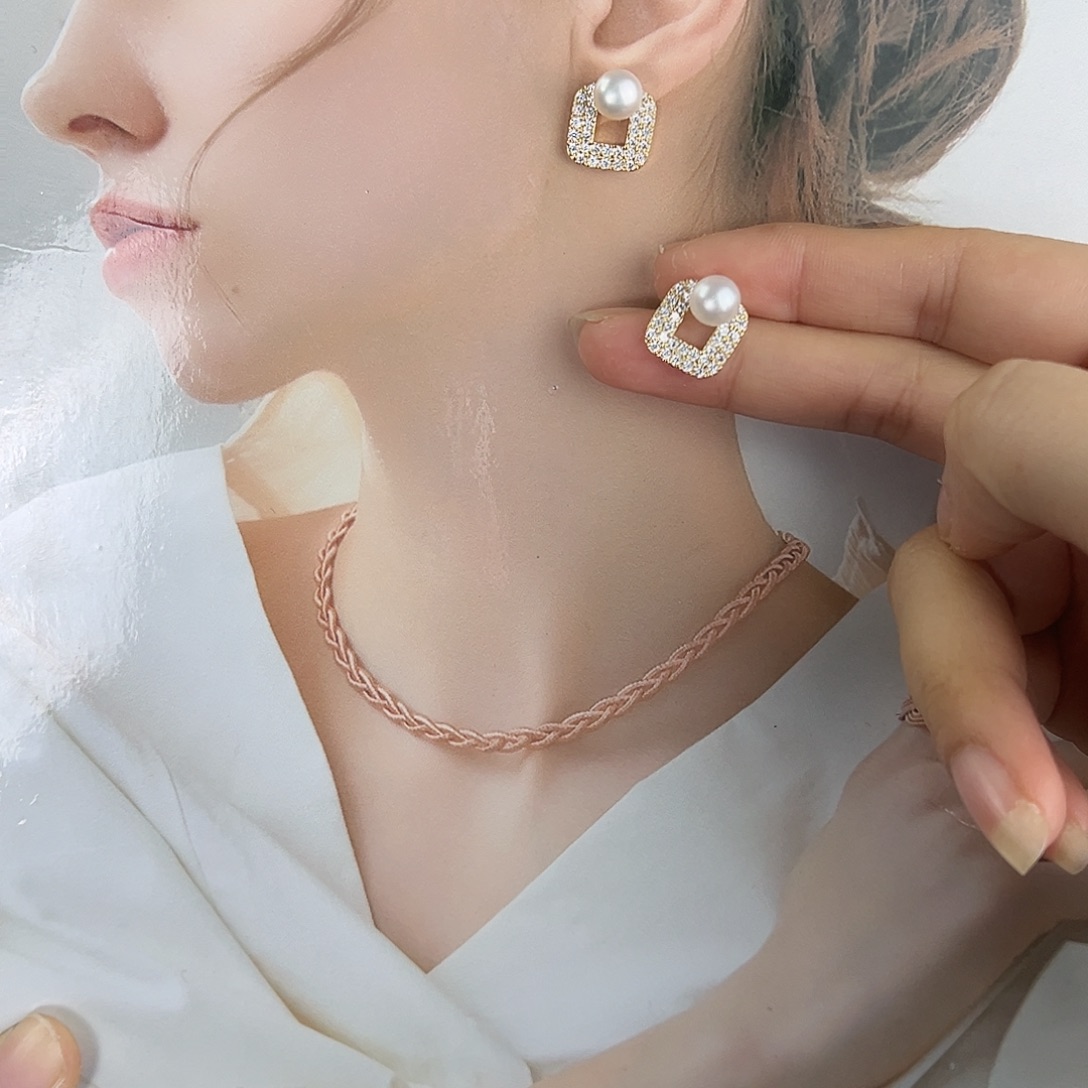 耳饰淡水珍珠银S925镶嵌