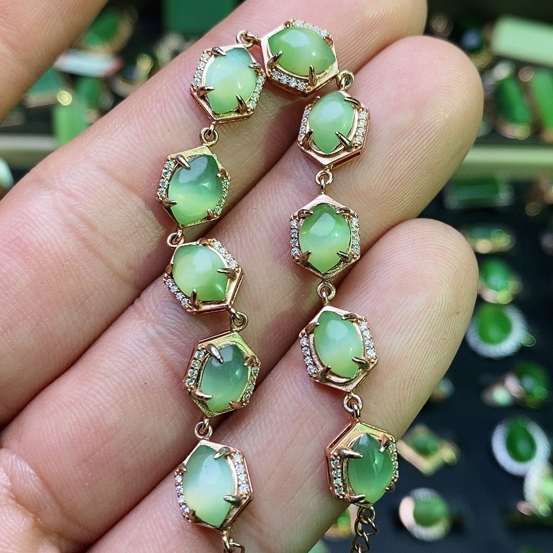 和田玉（碧玉）手链银S925镶嵌