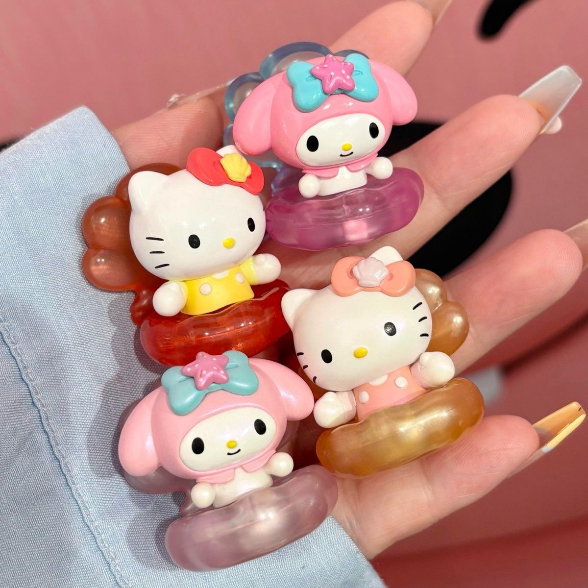 三丽鸥正版珠光贝壳系列萌趣豆盲盒潮玩可爱摆件