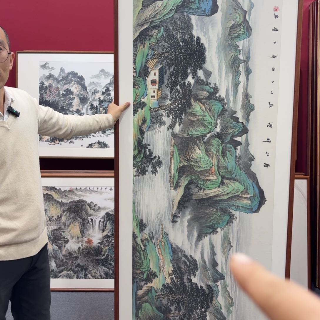 国画手绘作品带框210成80