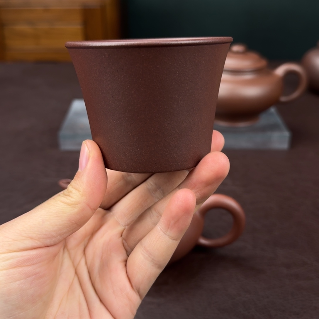 紫砂茶壶老紫泥马蹄杯