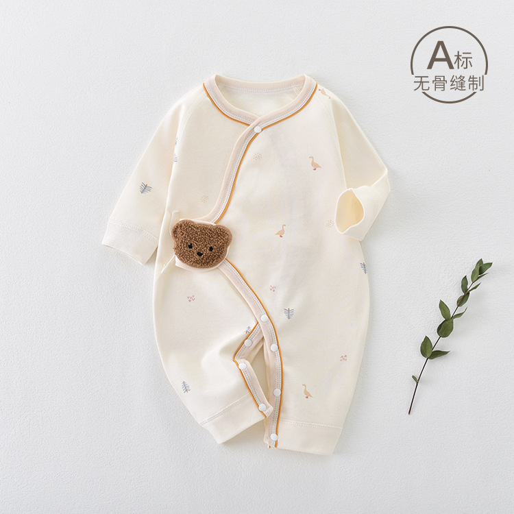 婴儿无骨衣服新生儿连体衣哈衣外出服春秋纯棉Aa类爬服空调服宝宝