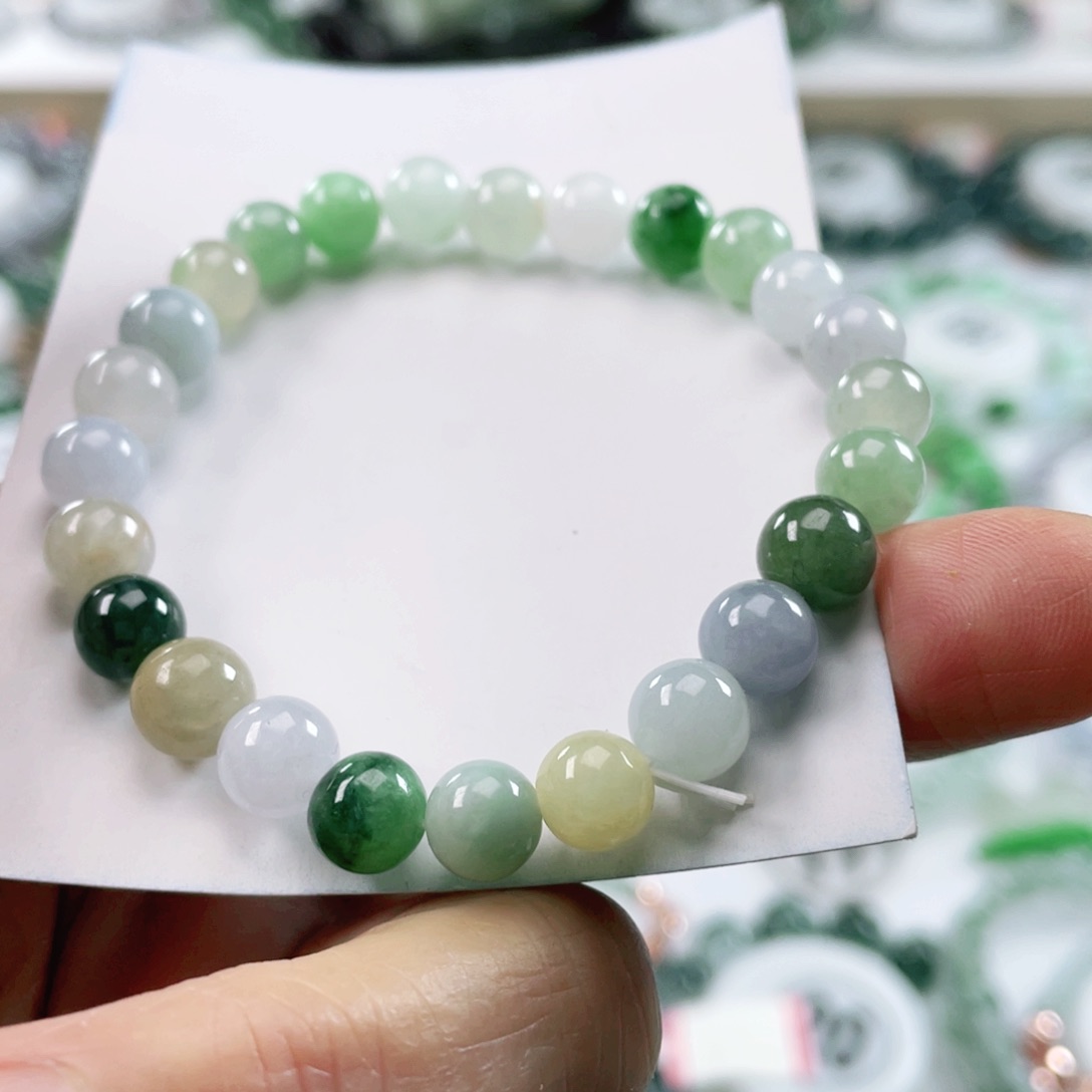 翡翠戒指未镶嵌天然翡翠手串7.5mm左右