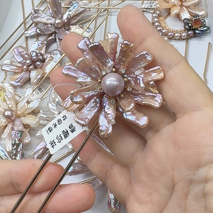 淡水珍珠发饰银S925镶嵌