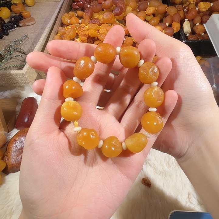 琥珀未镶嵌手链蜜蜡海漂手串