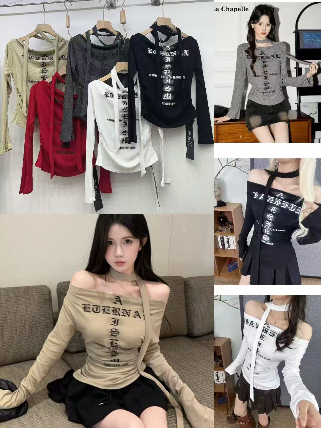 辣弟·6号店201——400秋冬季新款纯欲辣妹修身显瘦小众打底衫上衣