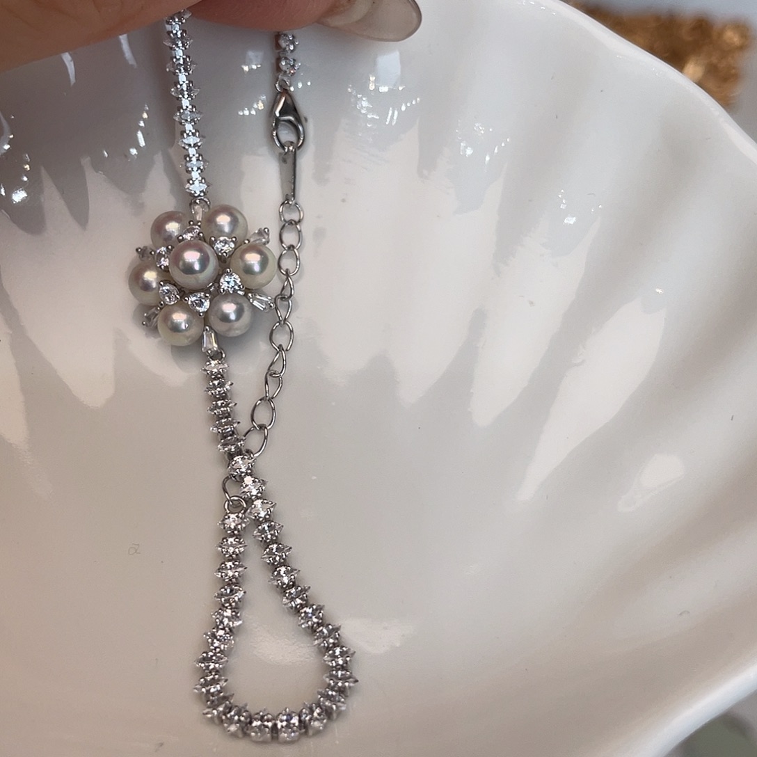 银S925镶嵌手绳海水珍珠