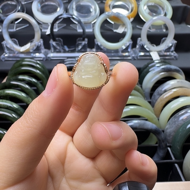 和田玉银S925镶嵌戒指