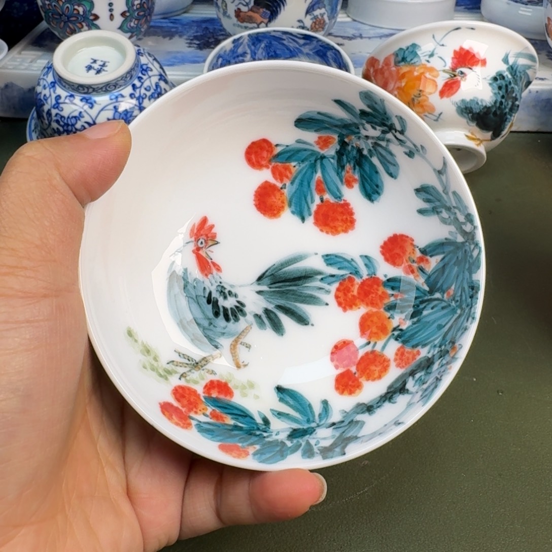 瓷景德镇纯手绘茶具圆圆245