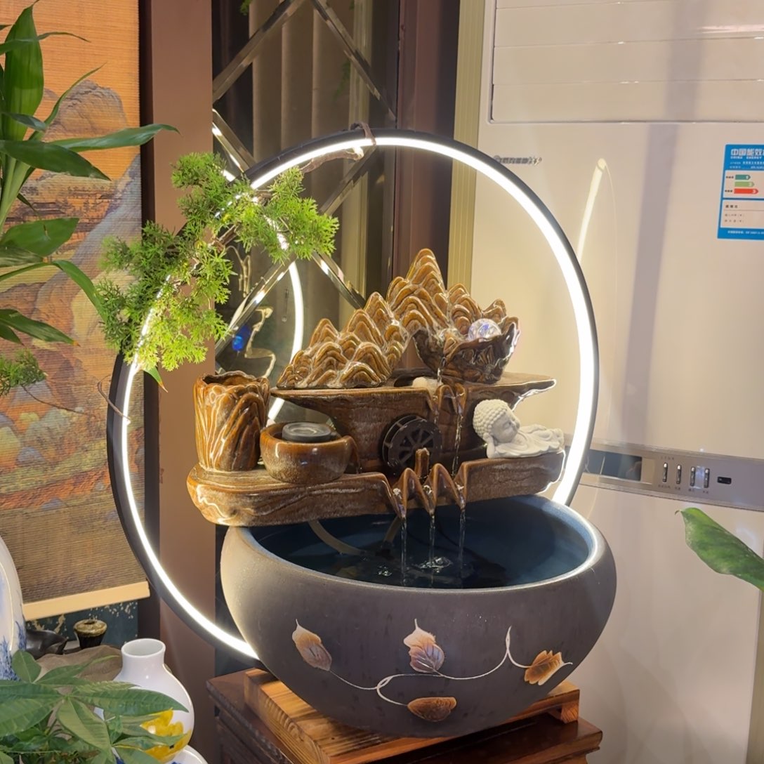 还***名琉璃手工艺品摆件流水+缸+光圈