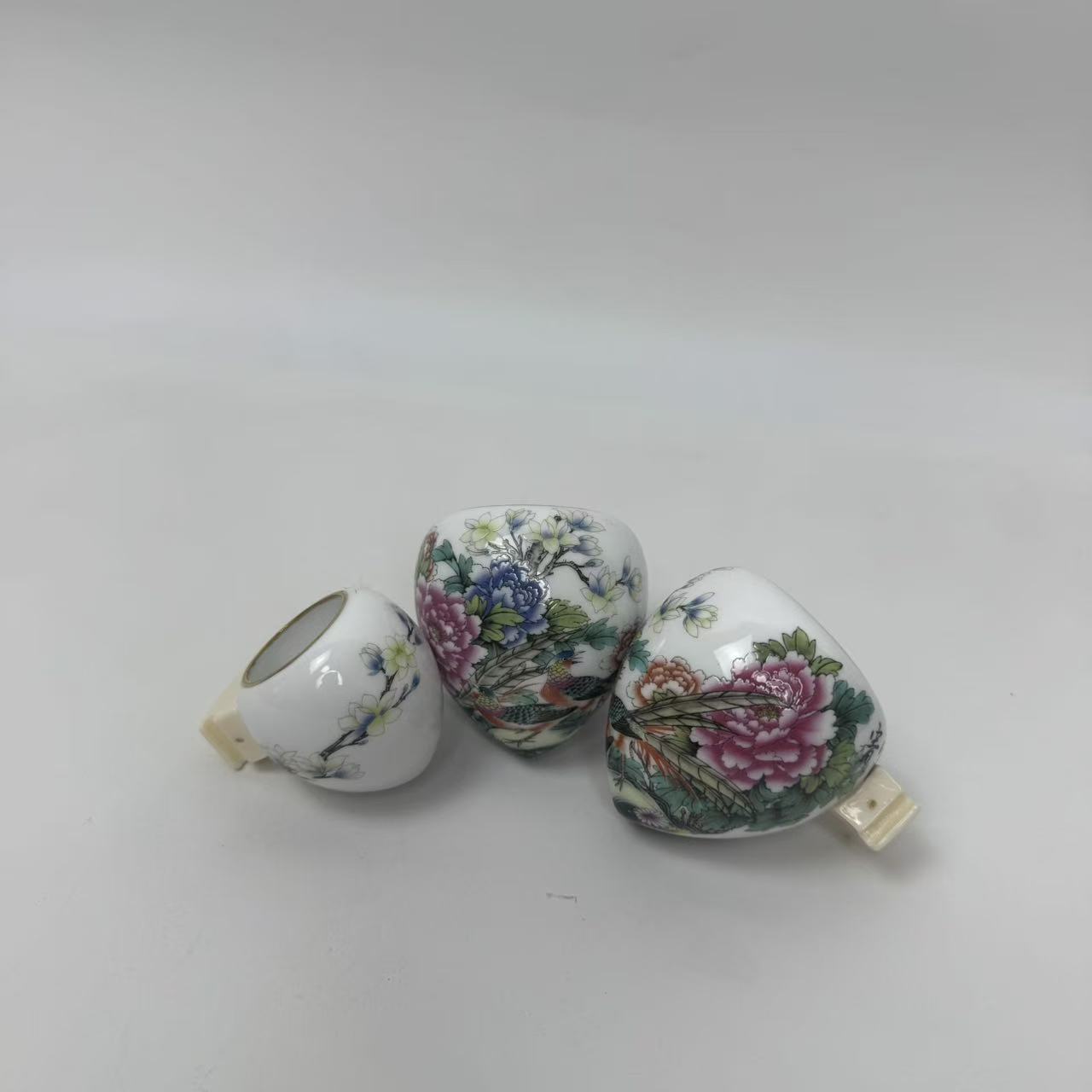 鸣中雀金边卷口杯【仿牙杯把1.8丝距】图案随机广笼配件瓷杯