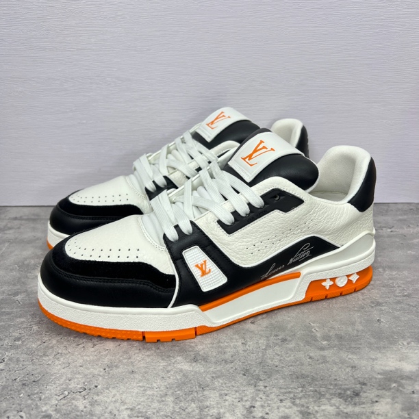 99新 LouisVuitton/路易威登 黑橙藤原浩吹那trainer正品折扣潮鞋