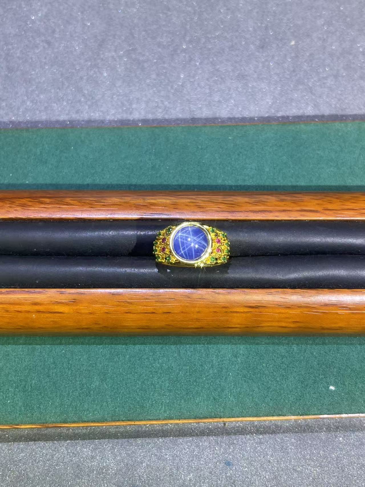 a4552黄托蓝色微镶戒指多样发