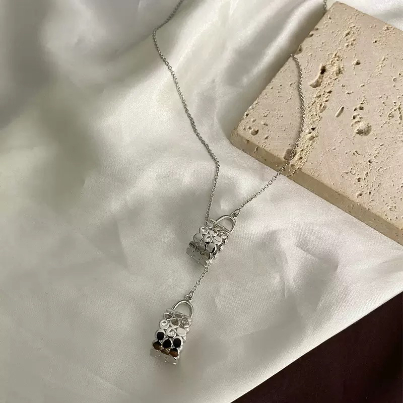 铜合金项链 项链耳圈套装镶钻三圈圆形半珠轻奢小众设计复古高级