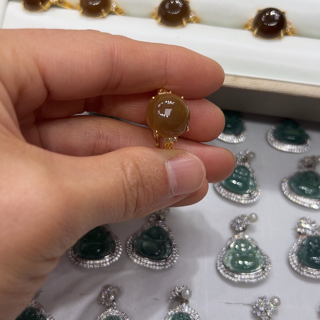 和田玉戒指银S925镶嵌?***?