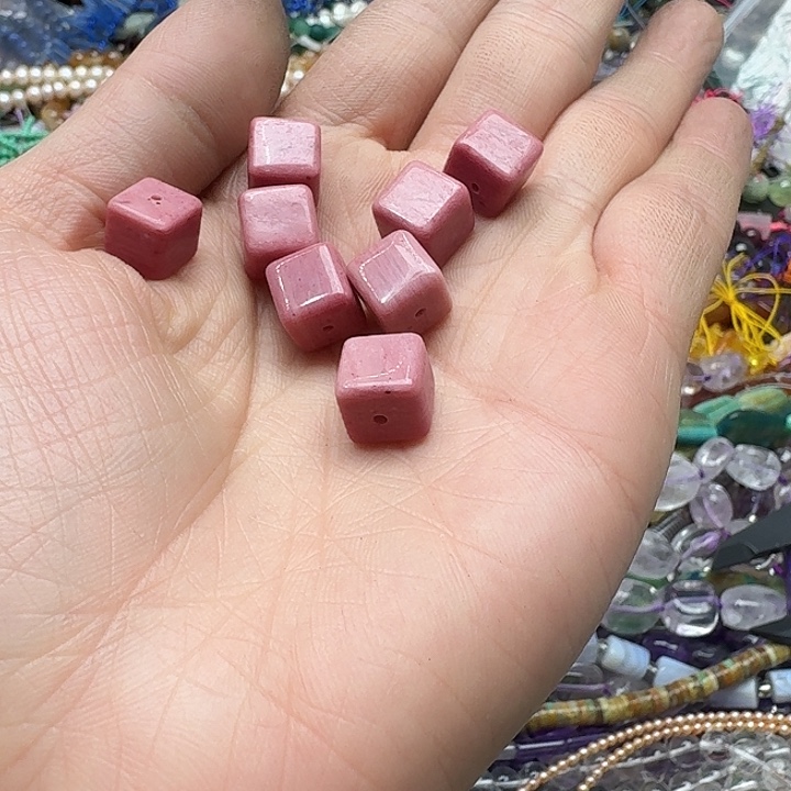 玛瑙/玉髓未镶嵌珠宝半成品3颗10m红木纹方糖