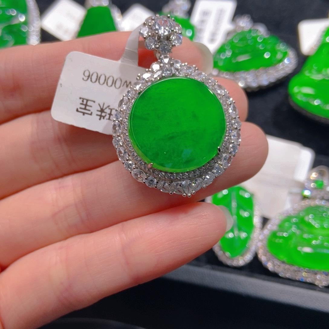 翡翠吊坠(不含链)银S925镶嵌