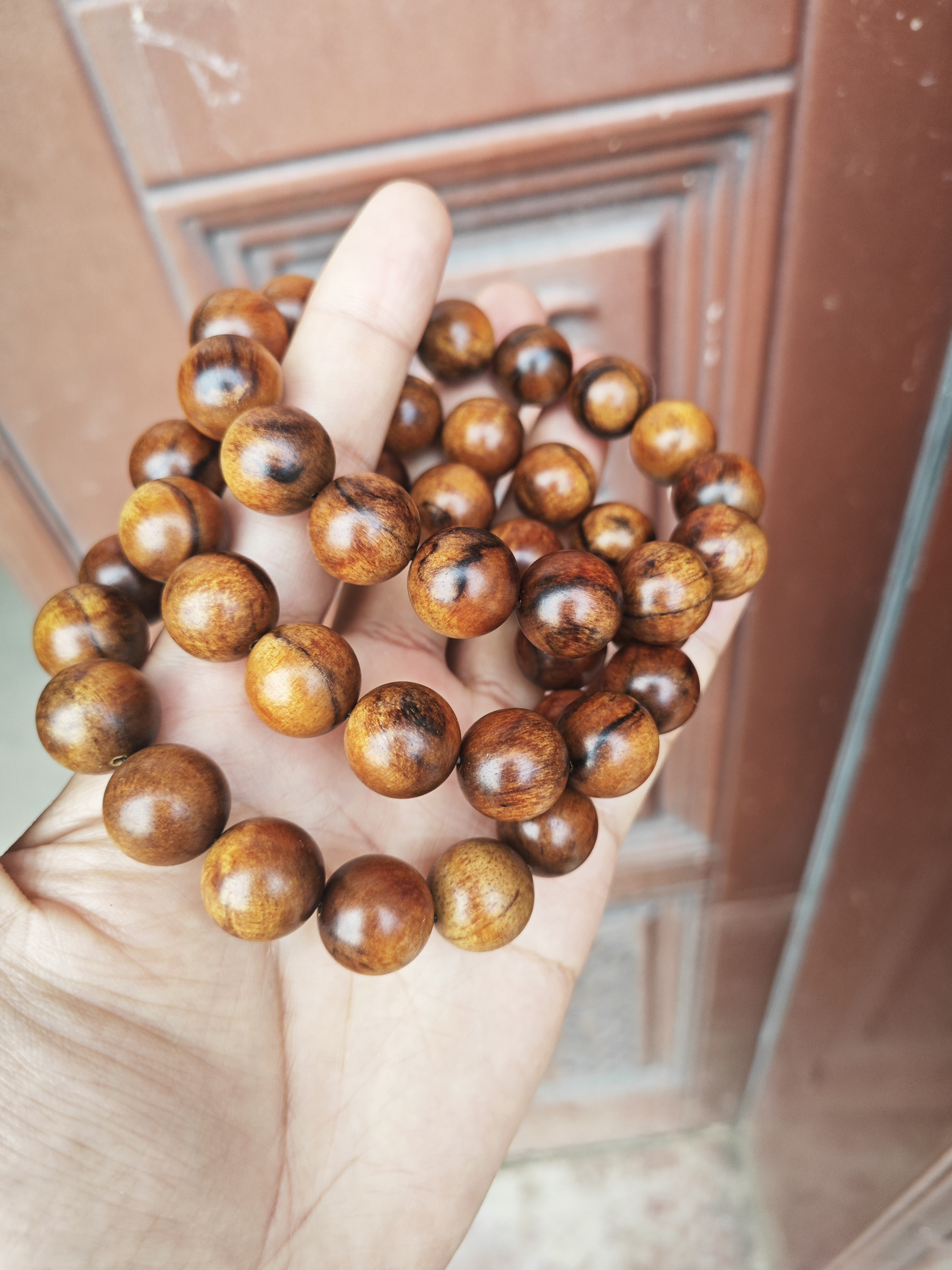 印尼贡木手串1.5满油炫彩料密度高皮实盘玩效果好市面上少有做了