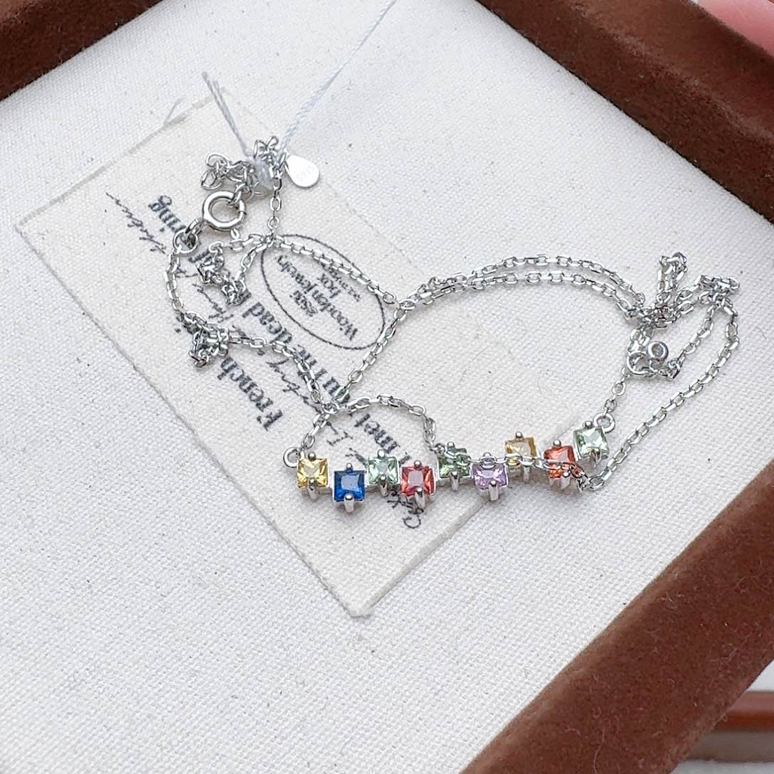 蓝宝石颈饰银S925镶嵌