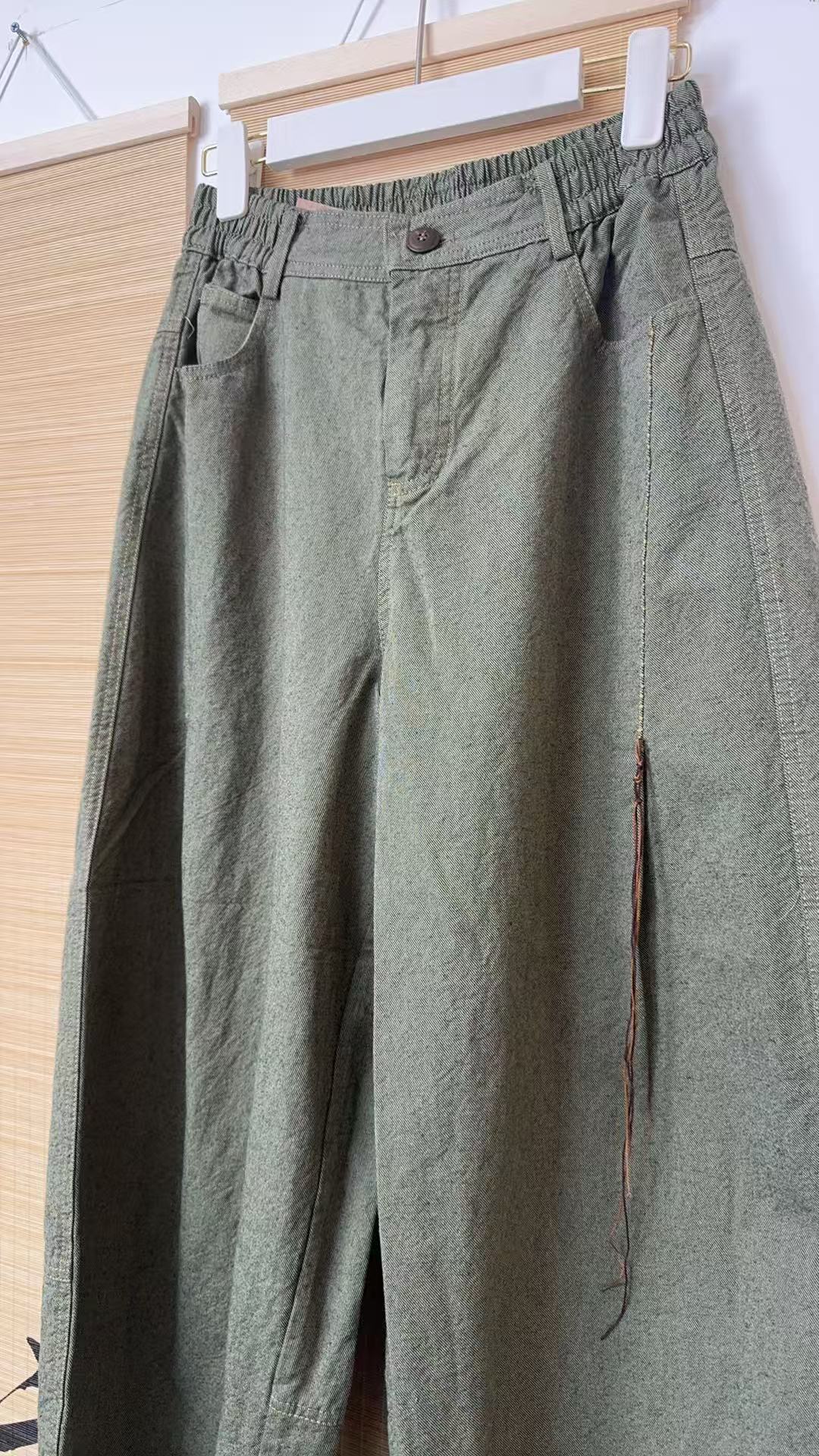忆古朴拙250211色织前片手工休闲裤