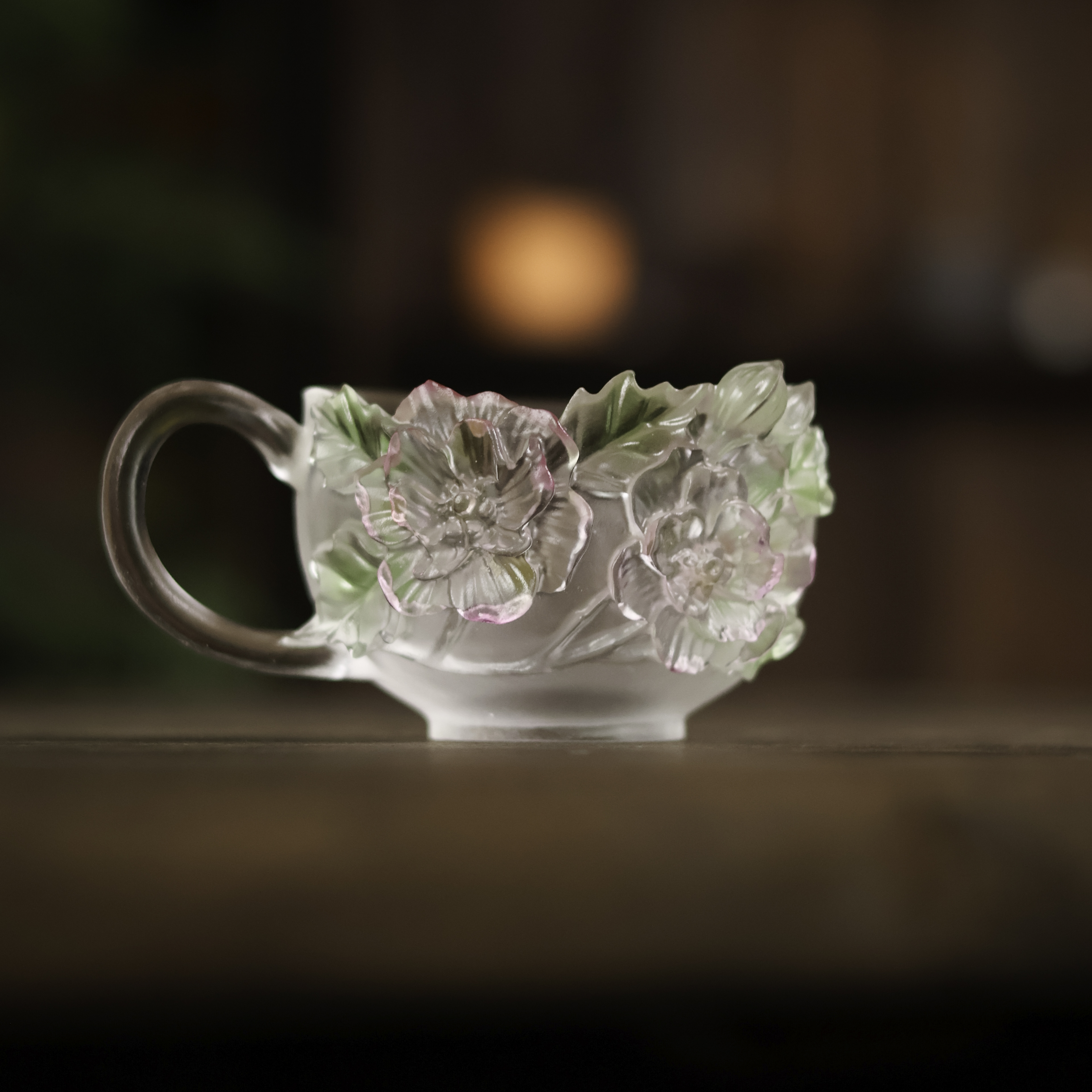  十二花神琉璃茶杯咖啡杯十月芙蓉（琉璃S0518）