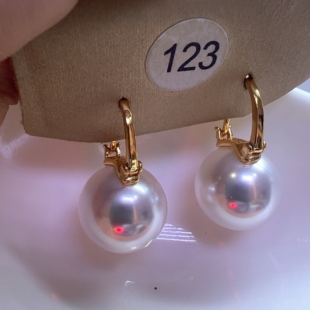 银S925镶嵌淡水珍珠耳饰