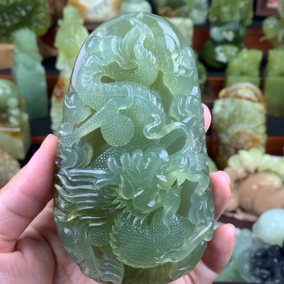 未镶嵌岫玉手把件