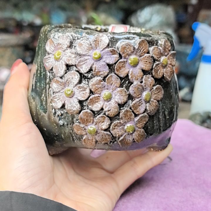 红陶粗沙陶手工花盆