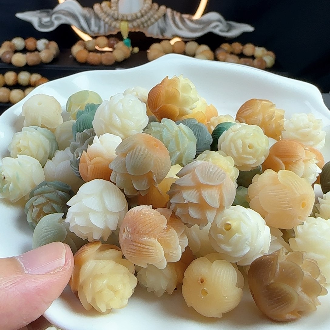 菩提根/象牙果手串瑕疵卡18莲花10颗卡牌➕10颗不挑瑕