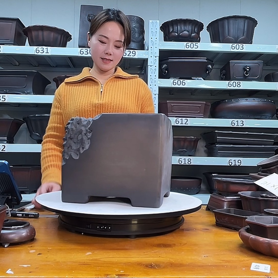 逐***蓝紫砂花盆宜兴紫砂25号