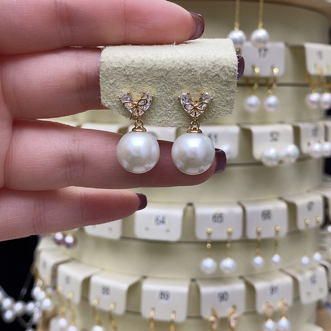 淡水珍珠耳饰银S925镶嵌冰****涵