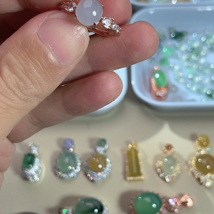 翡翠银S925镶嵌戒指