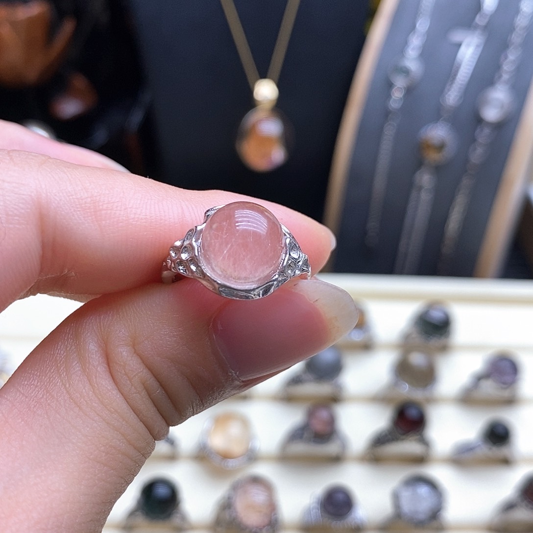 এ***✿水晶戒指银S925镶嵌活口