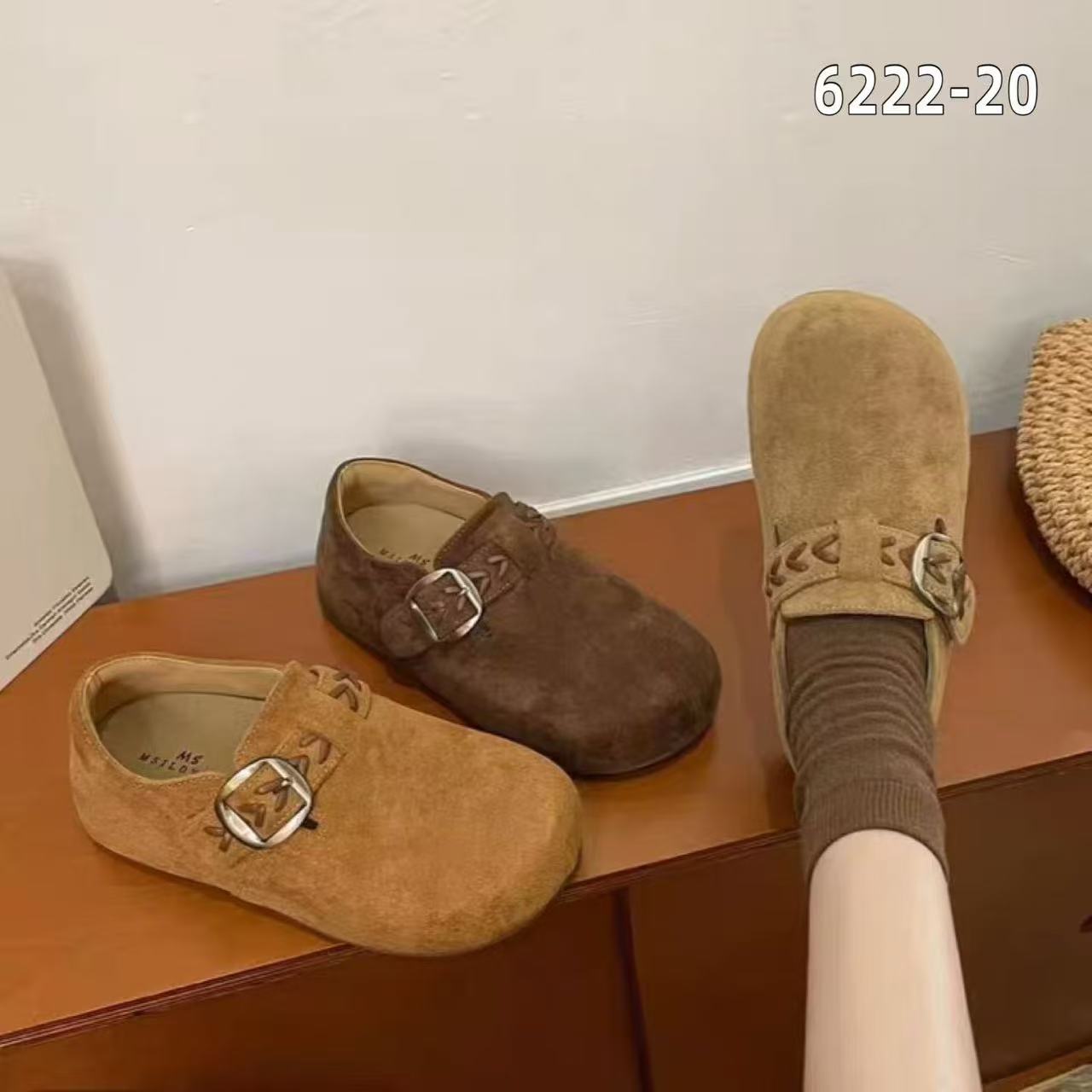 厚底勃肯新款秋季百搭小个子一脚蹬勃肯豆豆鞋6222-20