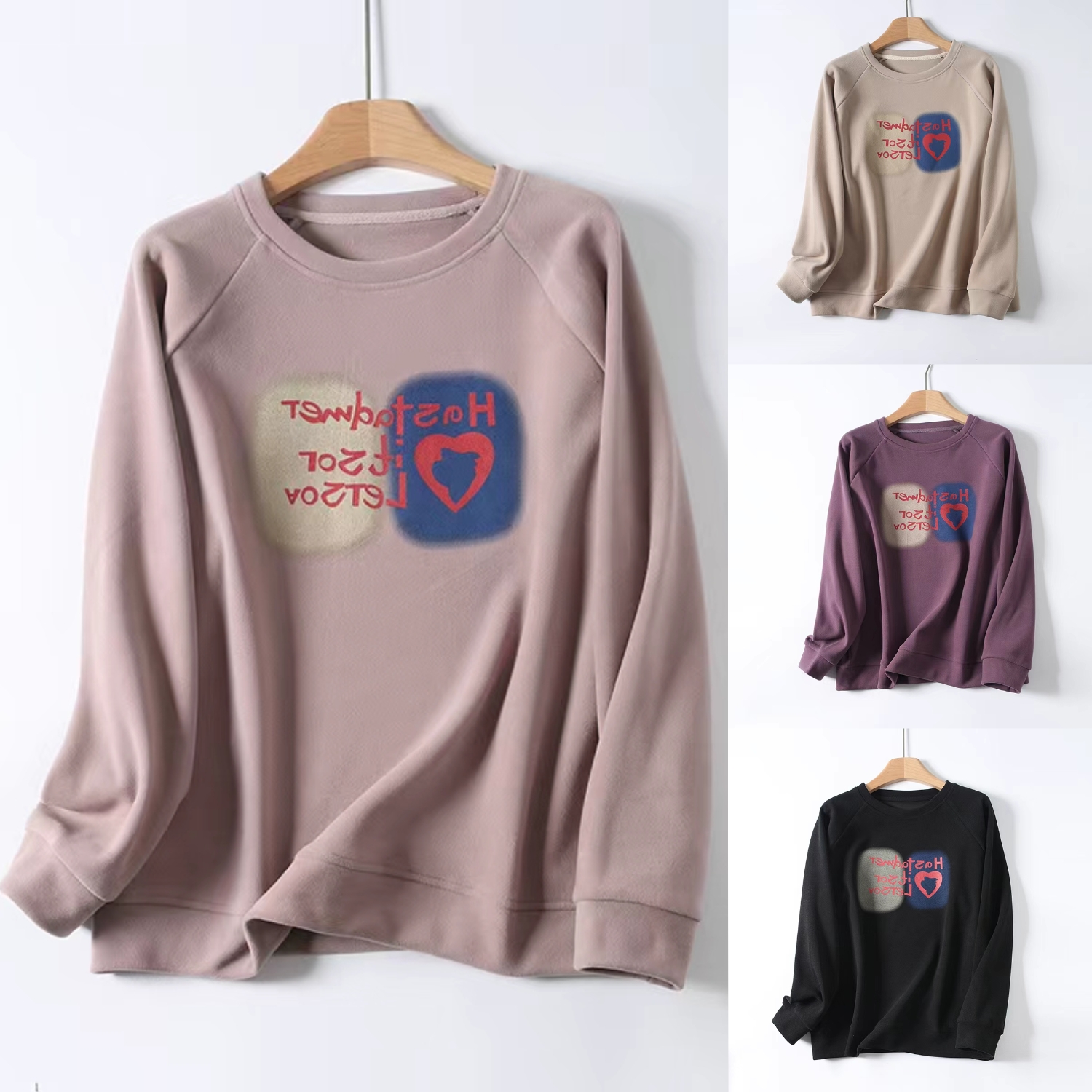 卡洛町大码女装100-200斤秋季新款休闲时尚百搭字母印花卫衣8362