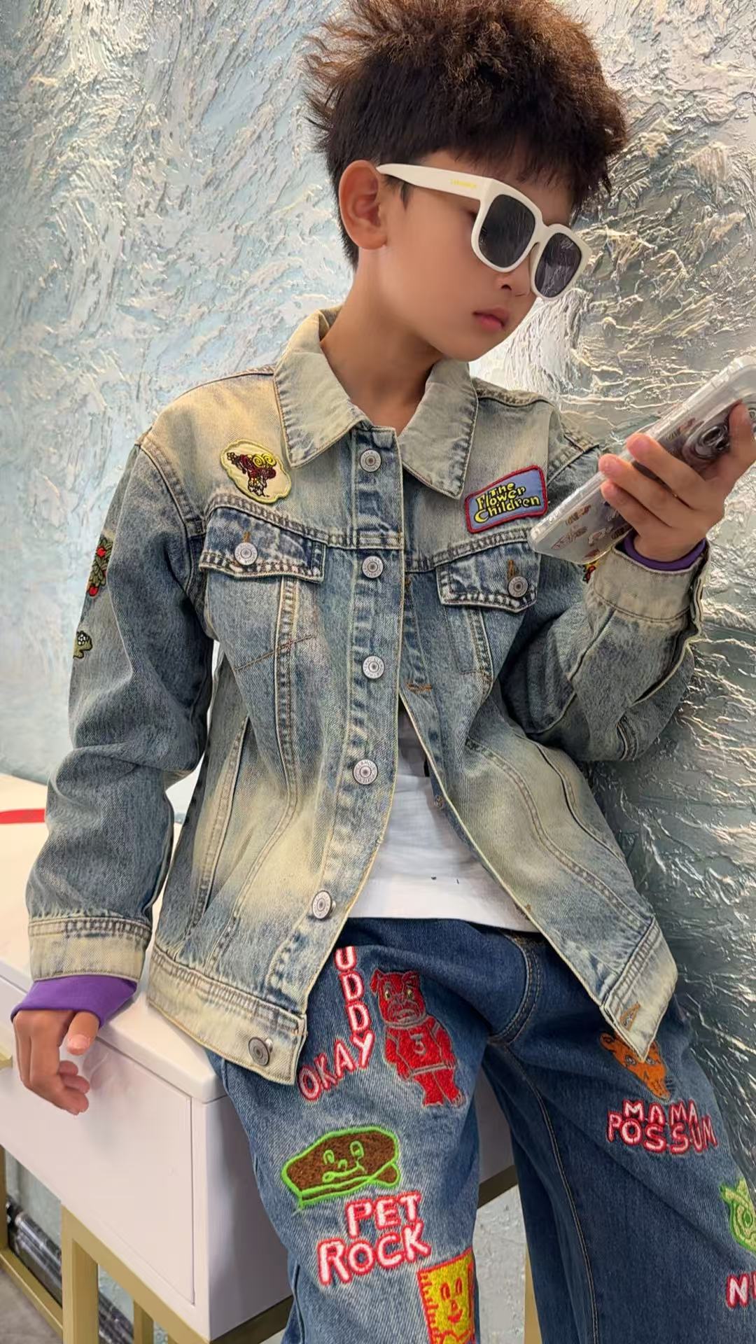 *1014【送你朵花】春秋时尚休闲百搭帅气儿童牛仔衣外套