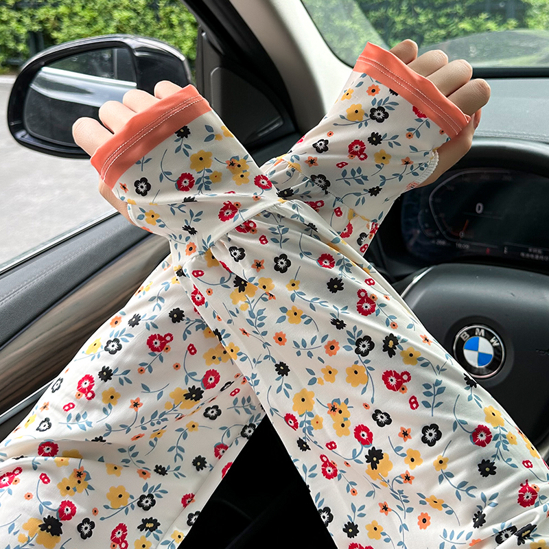 夏季防晒冰袖女冰丝手袖开车防紫外线袖套宽松手套手臂套骑行套袖