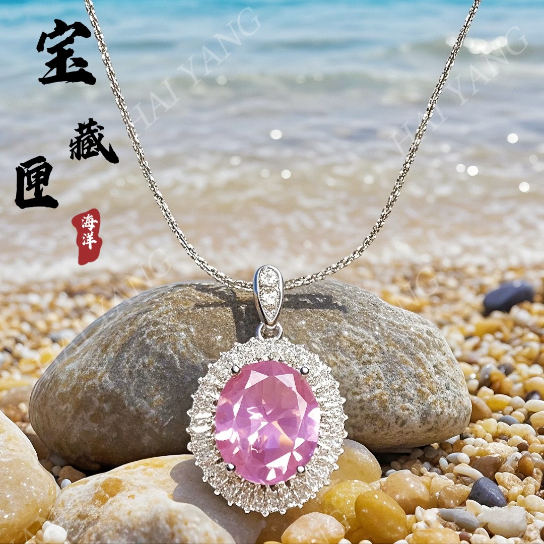 非金属合成锆石吊坠 「幻彩星芒」粉樱宝-轻奢气质简约百搭吊坠567