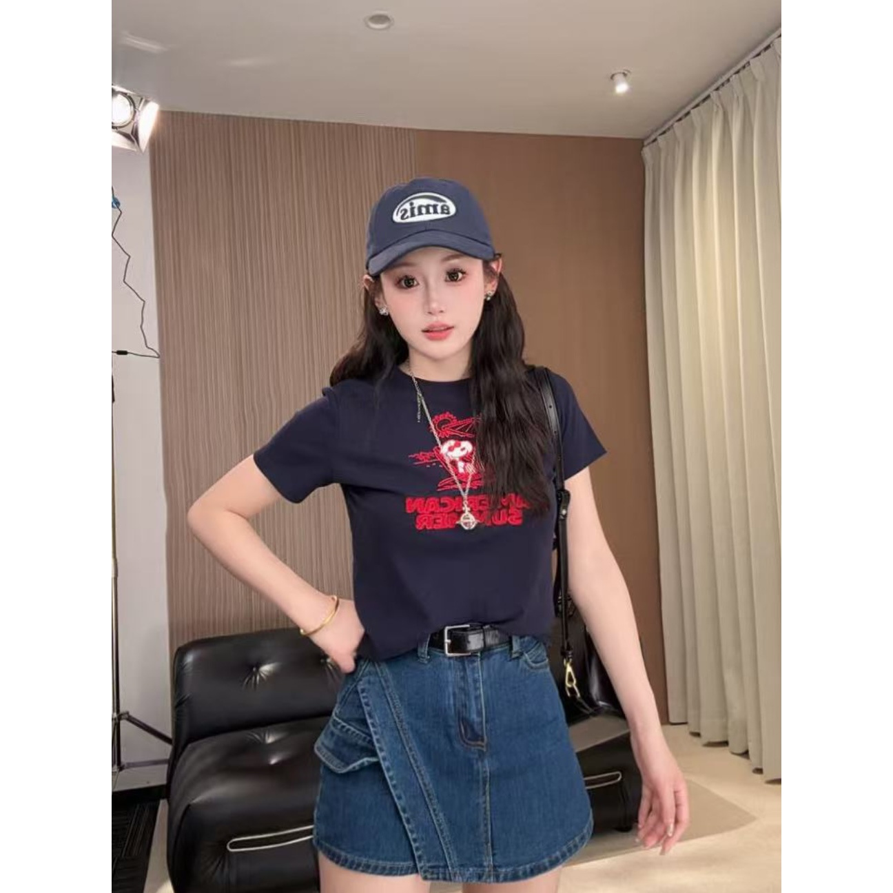 又又•夏季时尚刺绣短袖t女洋气卡通小众正肩韩版t恤女056