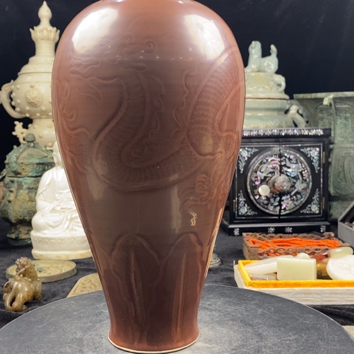 摆件清***光紫定梅瓶品相完美