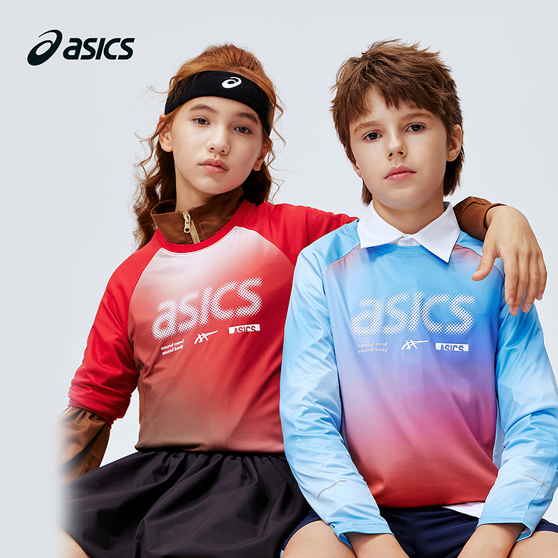 ASICS/亚瑟士儿童2026年渐变运动长袖T恤撞色插肩袖331261002403